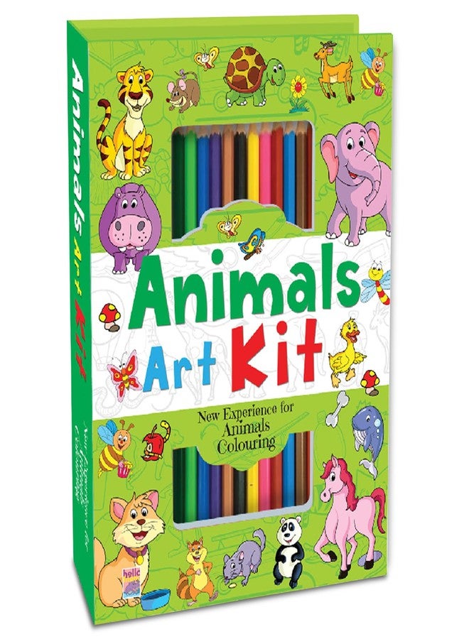 BRIJBASI Hello Friend Animal Colouring Art Book Kit for Kids, Childrens and Toddler Gifts with 32-Pages Coloring Activity Book, 12 Color Pencils Set - Ages 2+ Years - Image 1